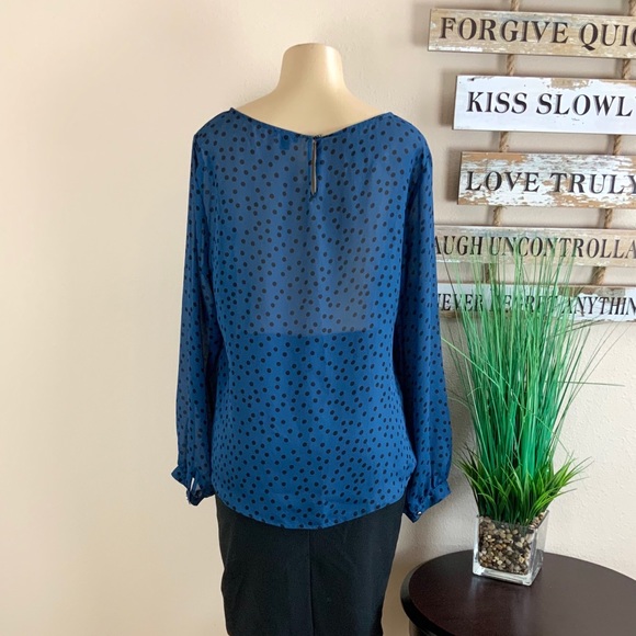 ANN TAYLOR | Sheer Blue Polka Dot Blouse - Picture 4 of 5